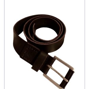 Timberland black leather men's belt silver buckle size 34